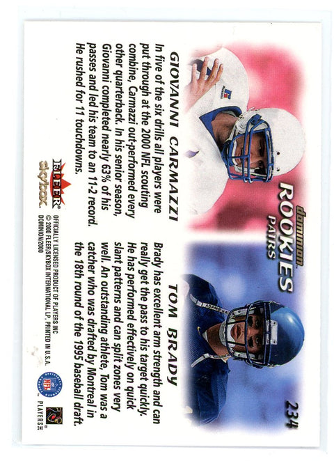 2000 SkyBox Dominion #234 Giovanni Carmazzi / Tom Brady Rookies Pairs