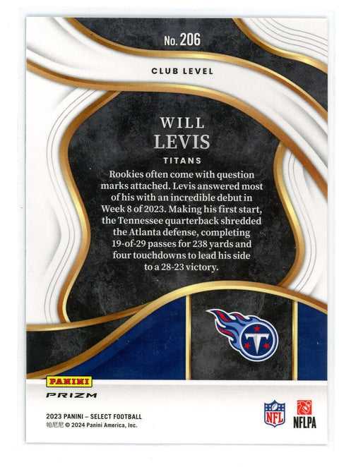 2023 Panini Select #206 Will Levis Die Cut Silver Prizm