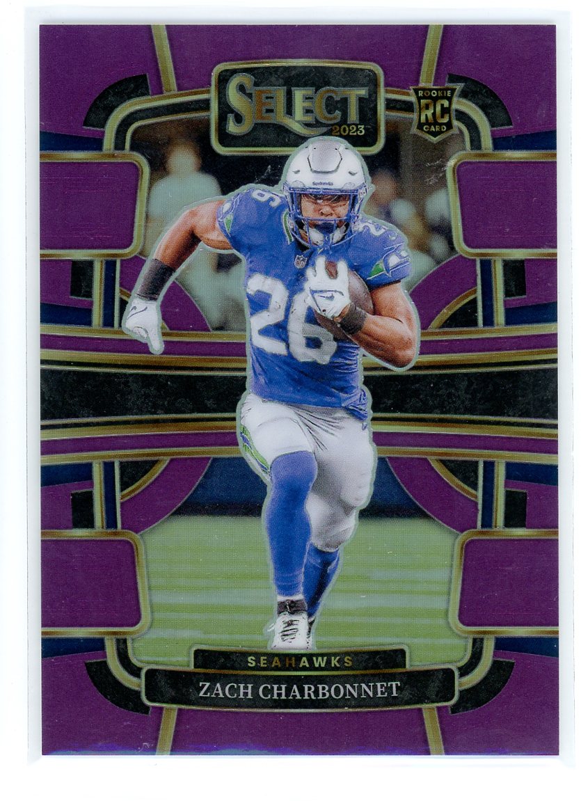 2023 Panini Select #86 Zach Charbonnet Purple Prizms #/75