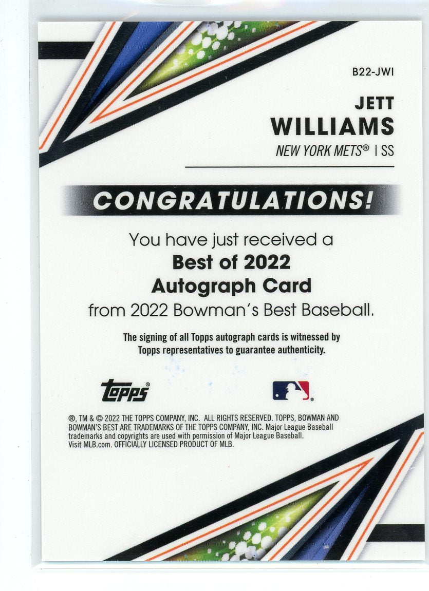 2022 Bowmans Best #B22-JWI Jett Williams Certified Autograph Issue /60