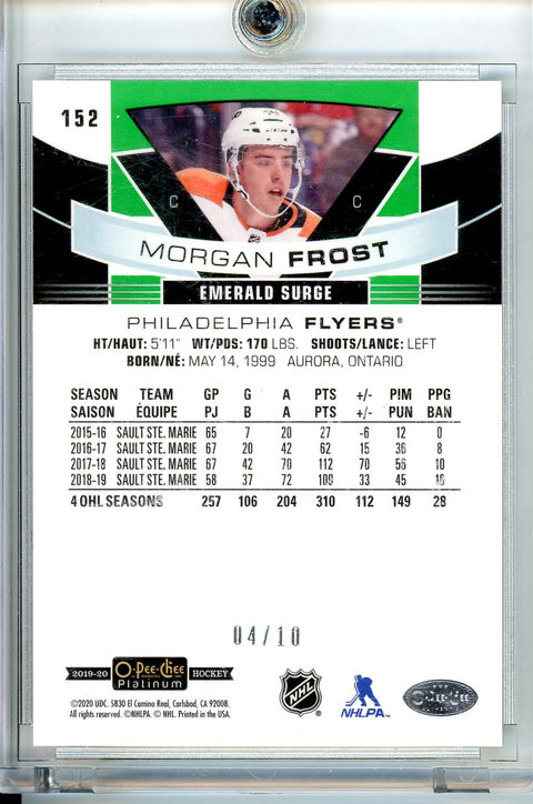 2019-20 O-Pee-Chee Platinum #152 Morgan Frost Emerald Surge #/10