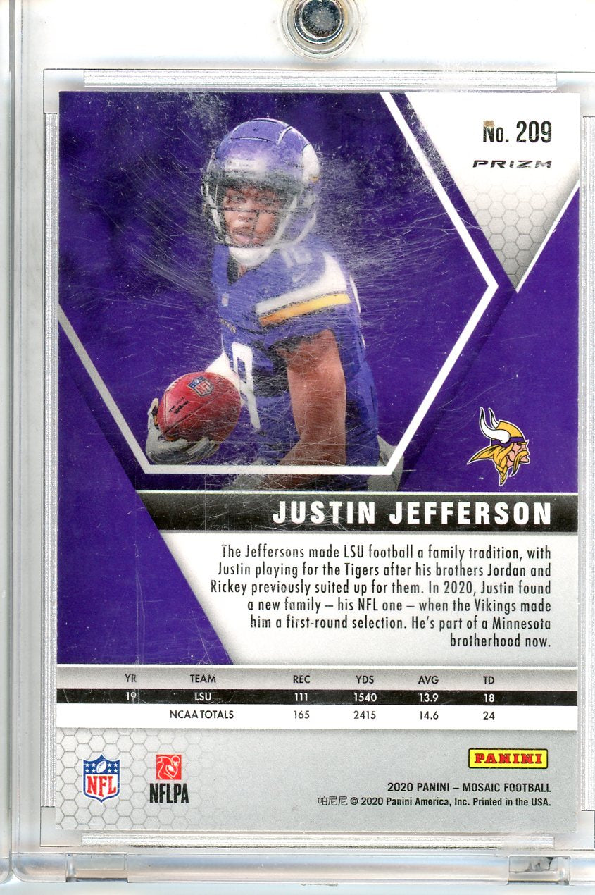 2020 Panini Mosaic #209 Justin Jefferson Reactive Blue