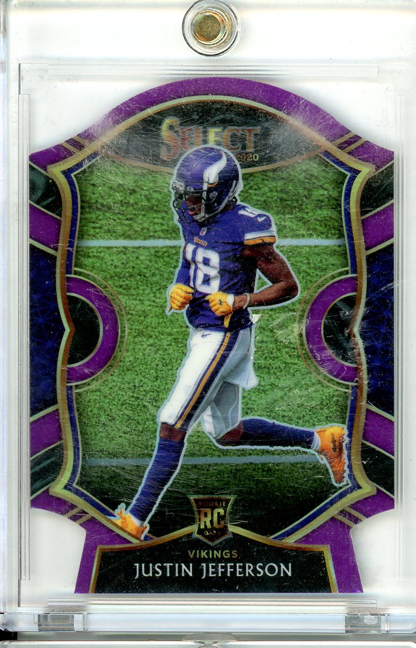 2020 Panini Select #61 Justin Jefferson Purple Prizm Die Cut