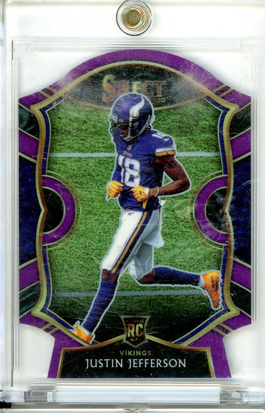 2020 Panini Select #61 Justin Jefferson Purple Prizm Die Cut