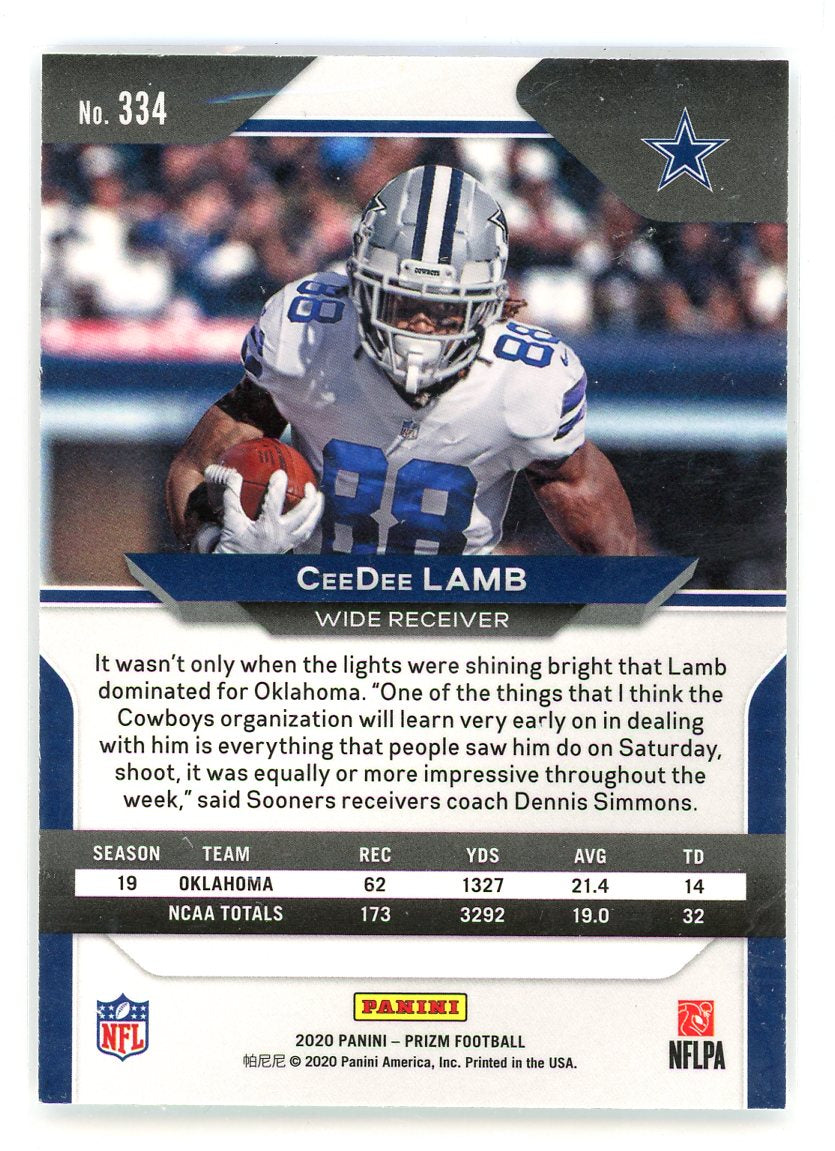2020 Panini Prizm #334 CeeDee Lamb Negative Refractor
