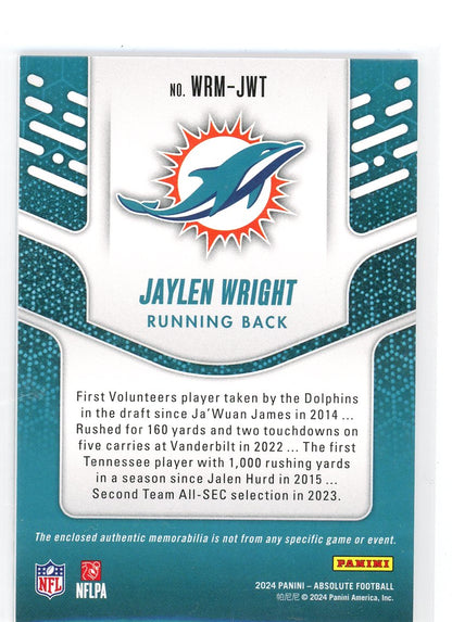 2024 Panini Absolute #WRM-JWT Jaylen Wright War Room Materials