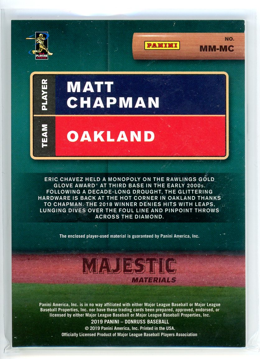 2019 Donruss #MM-MC Matt Chapman Majestic Materials /10