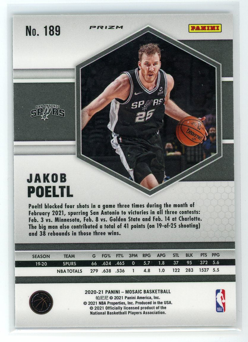 2020-21 Panini Mosaic #189 Jakob Poeltl Mosaic Reactive Orange