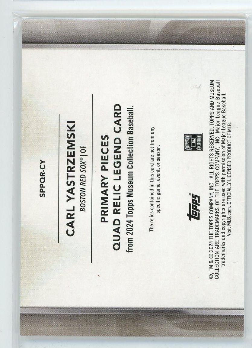 2024 Topps Museum #SPPQR-CY Carl Yaster Quad Relic Legend /25