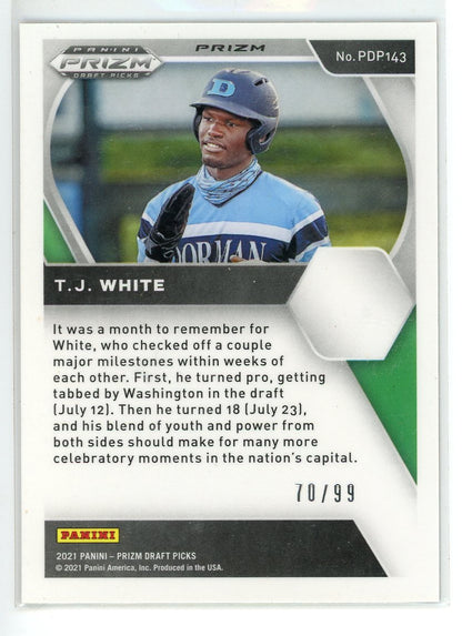 2021 Panini Prizm Draft Picks #PDP143 T.J. White Tiger Stripes Prizm #/99