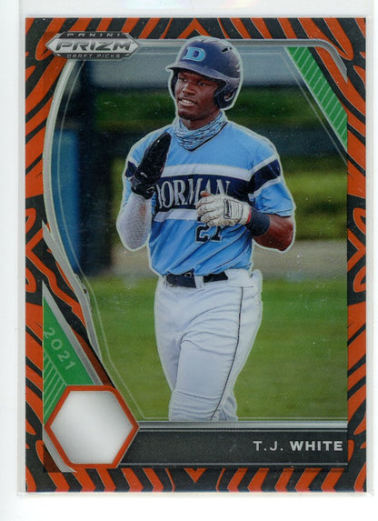 2021 Panini Prizm Draft Picks #PDP143 T.J. White Tiger Stripes Prizm #/99
