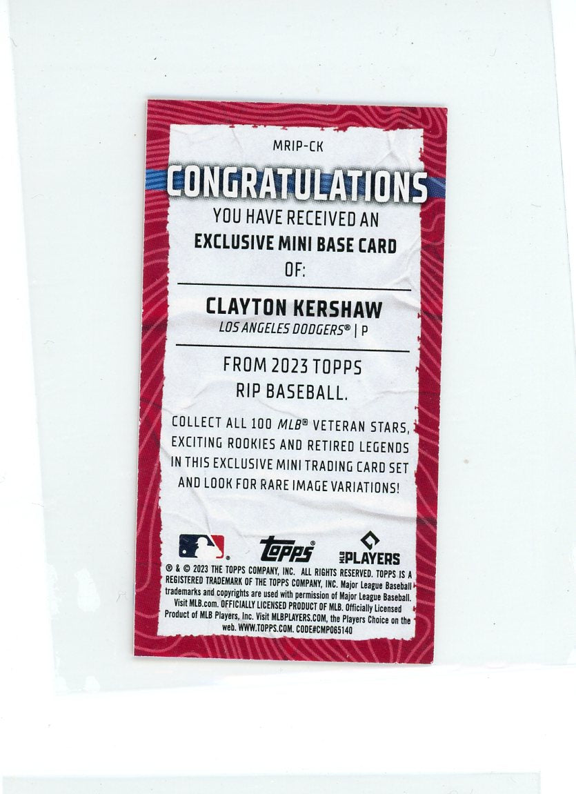 2023 Topps Mini #MRIP-CK Clayton Kershaw /60