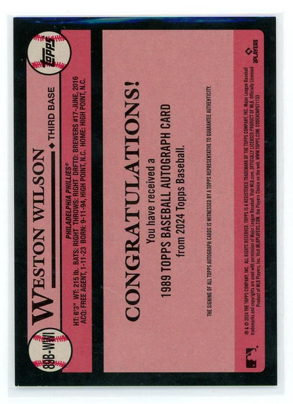 2024 Topps Update #89B-WWI Weston Wilson 1989 35th Anniversary Auto