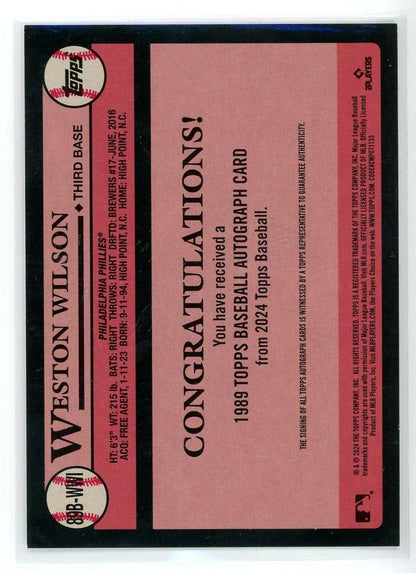 2024 Topps Update #89B-WWI Weston Wilson 1989 35th Anniversary Auto