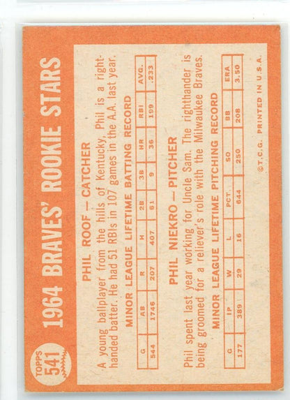 1964 Topps #541 Braves 1964 Rookie Stars (Phil Roof / Phil Niekro)