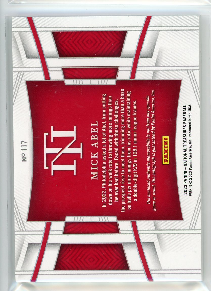 2023 Panini National Treasures #117 Mick Abel Patch Auto /49
