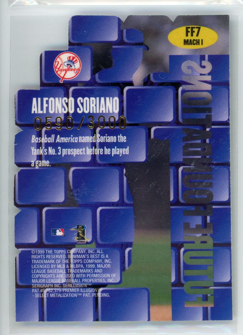 1999 Bowman's Best #FF7 Alfonso Soriano #FF7 Future Foundations Mach I /3000
