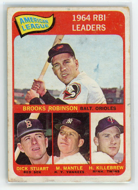 1965 Topps #5 Brooks R./Dick S./Mickey M./Harmon K. RBI Leaders
