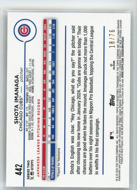 2024 Topps #442 Shota Imanaga Independence Day #/76