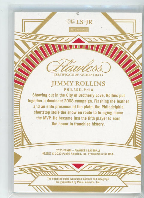 2023 Panini Flawless #LS-JR Jimmy Rollin Limelight Signatures /10