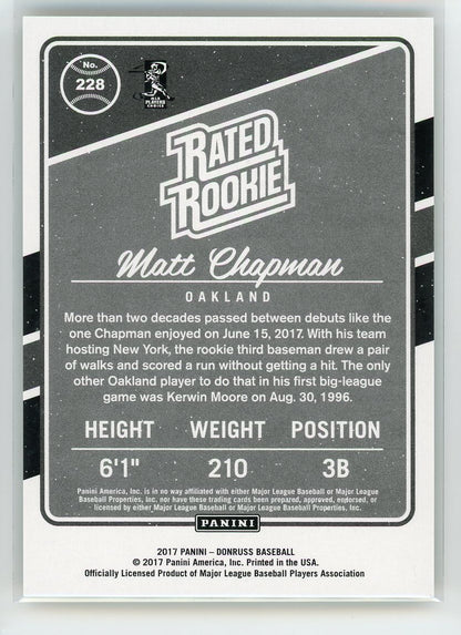 2017 Donruss #228 Matt Chapman Gold Press Proof /99