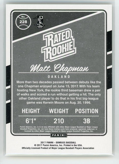 2017 Donruss #228 Matt Chapman Gold Press Proof /99