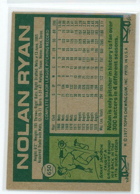 1977 Topps #650 Nolan Ryan