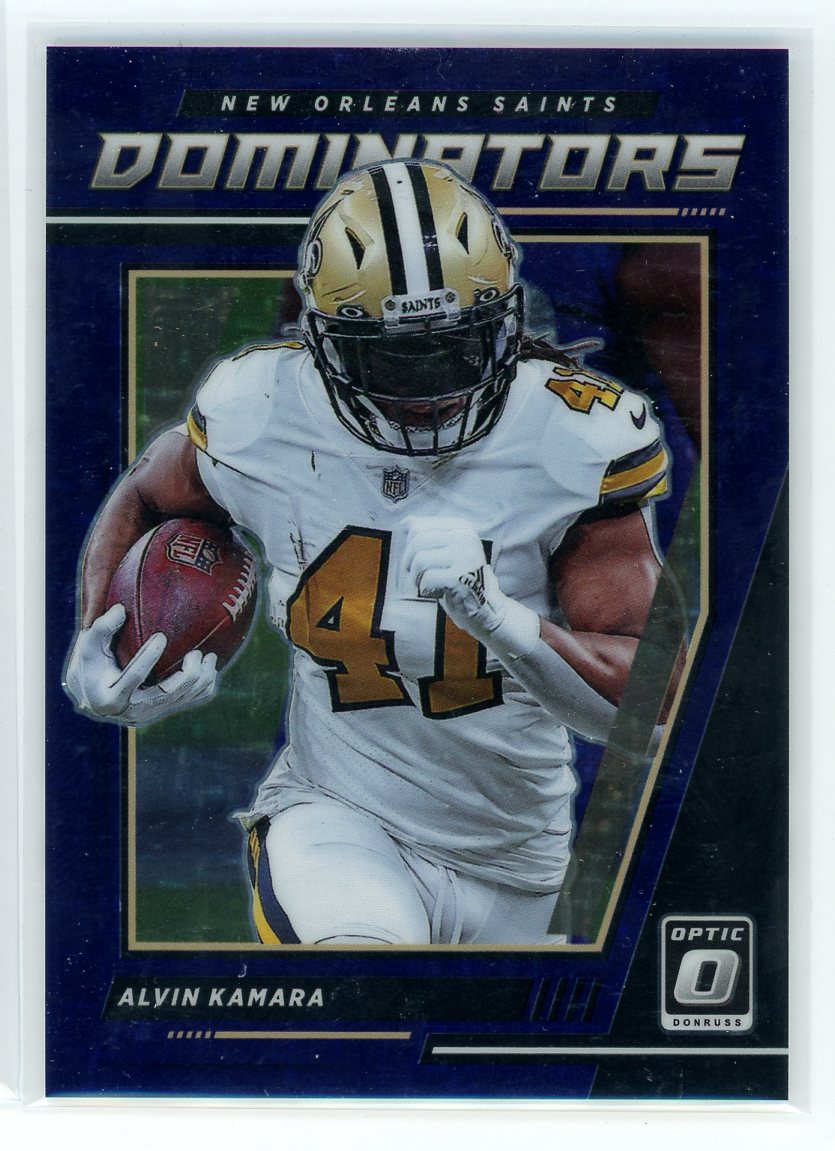 2021 Donruss Optic #DM-AK Alvin Kamara Dominators Purple Prizm /25