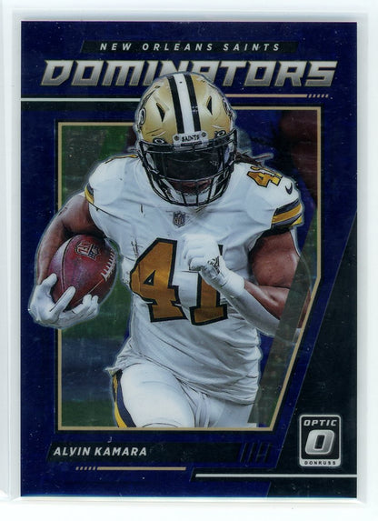 2021 Donruss Optic #DM-AK Alvin Kamara Dominators Purple Prizm /25