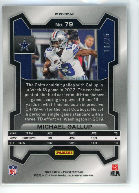 2023 Panini Prizm #79 Michael Gallup Blue Camo /25