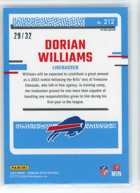 2023 Donruss Optic #212 Dorian Williams #212 Blue Hyper Shield /32