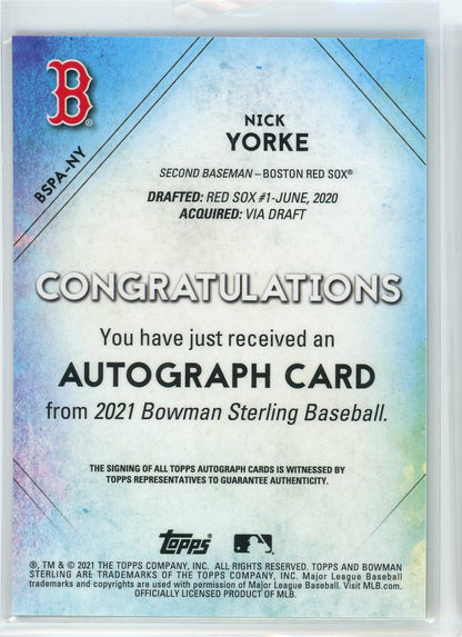 2021 Bowman Sterling #BSPA-NY Nick Yorke Auto /125