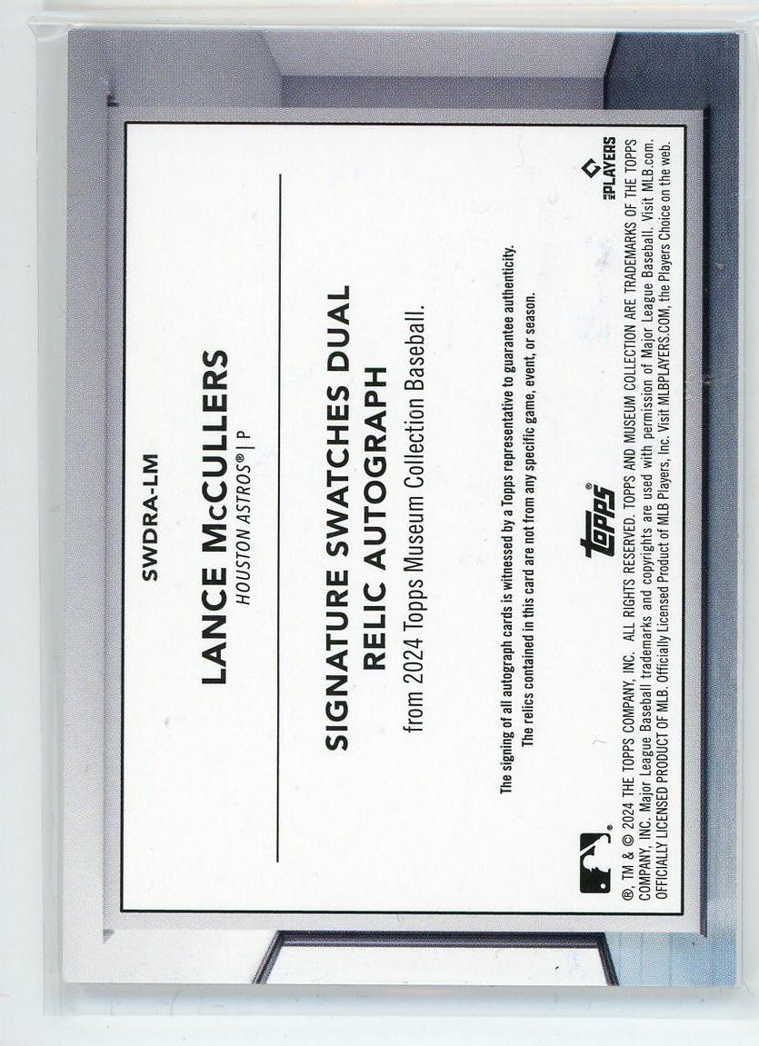 2024 Topps Museum #SWDRA-LM Lance McCullers Signature Swatches Dual Relic /299