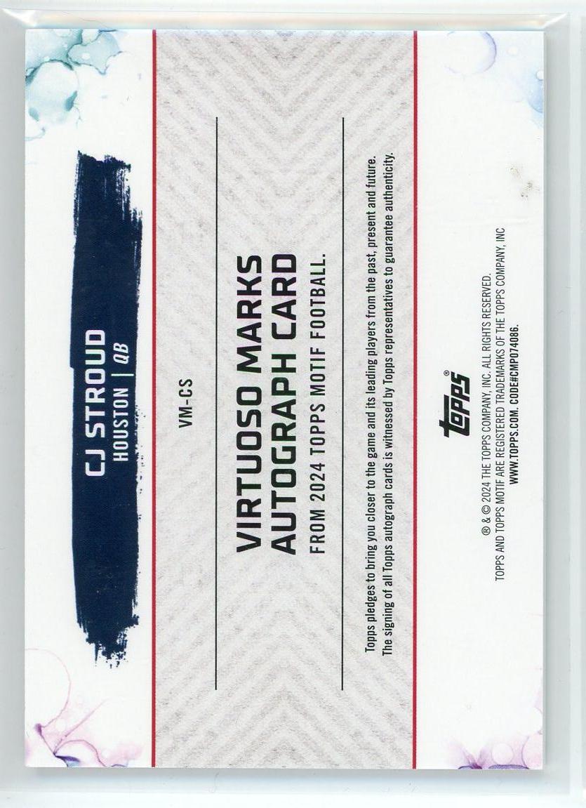 2024 Topps Motif #VM-CS CJ Stroud Virtuosos Marks Auto /99