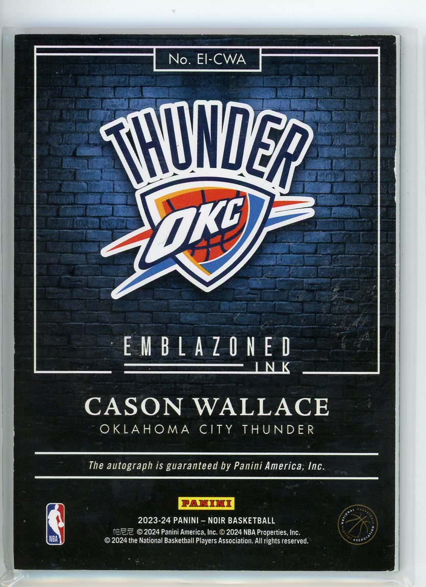 2023-24 Panini Noir #EI-CWA Cason Wallace Embezzled Ink /10