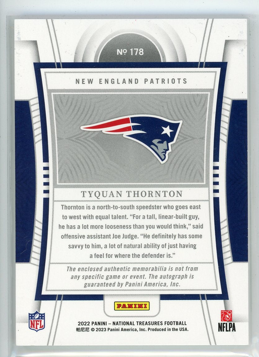 2022 Panini National Treasures #178 Tyquon Thornton Rookie Patch Auto /99