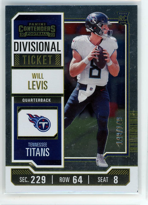 2023 Panini Contenders #97 Will Levis Divisional Ticket #/149