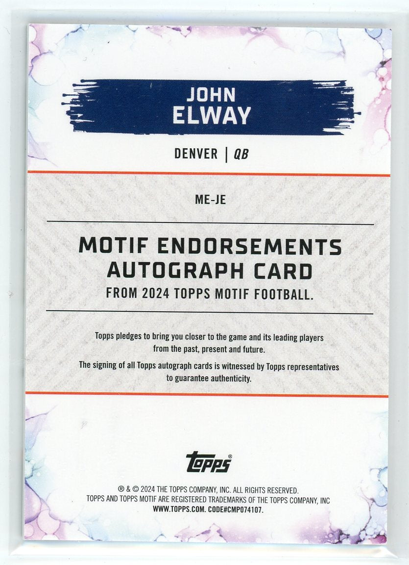 2024 Topps Motif #ME-JE John Elway Endorsements Autograph /10