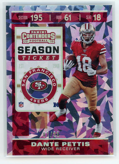 2019 Panini Contenders #88 Dante Pettis Season Ticket /323