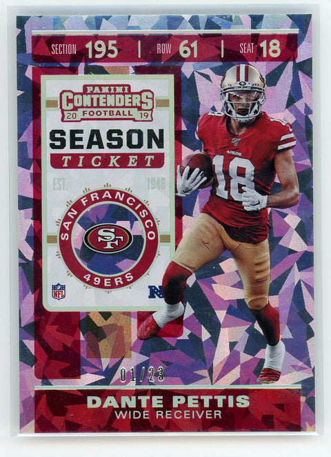 2019 Panini Contenders #88 Dante Pettis Season Ticket /323