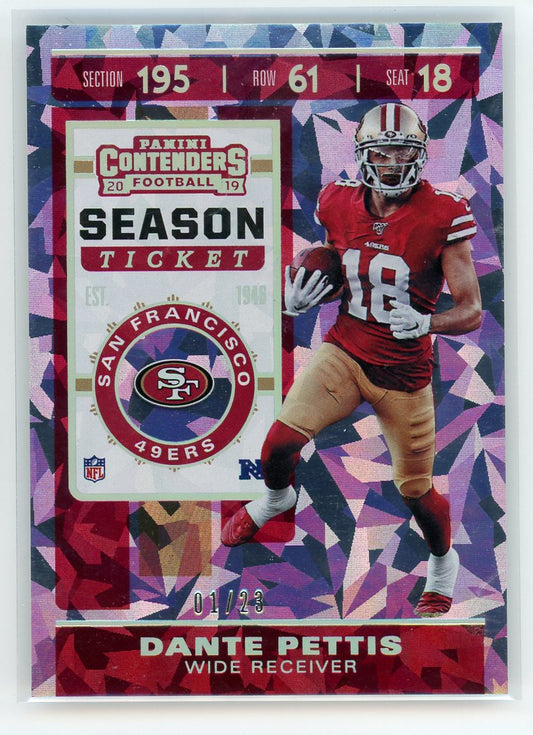 2019 Panini Contenders #88 Dante Pettis Season Ticket /323
