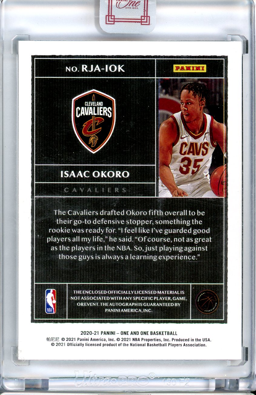 2020-21 Panini One and One #RJA-IOK Isaac Okoro Rookie Jersey Autograph /49