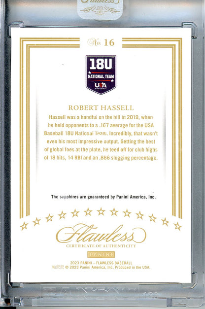 2023 Panini Flawless #16 Robert Hassell 18U National Team /15