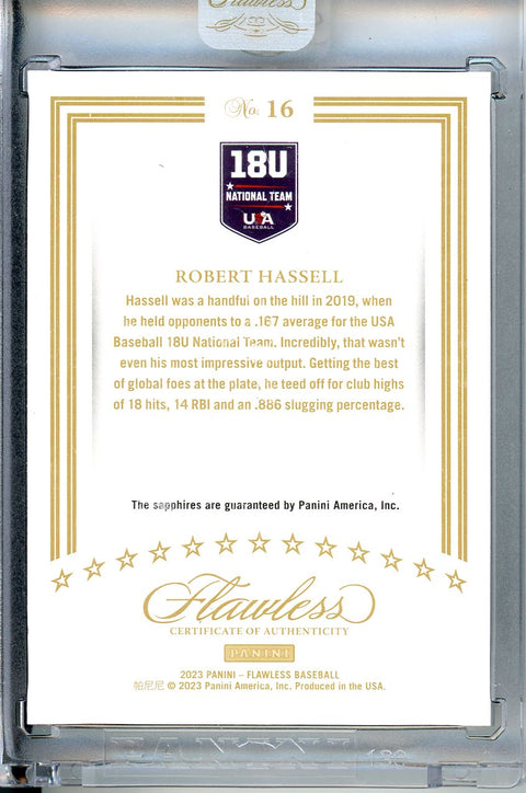 2023 Panini Flawless #16 Robert Hassell 18U National Team /15