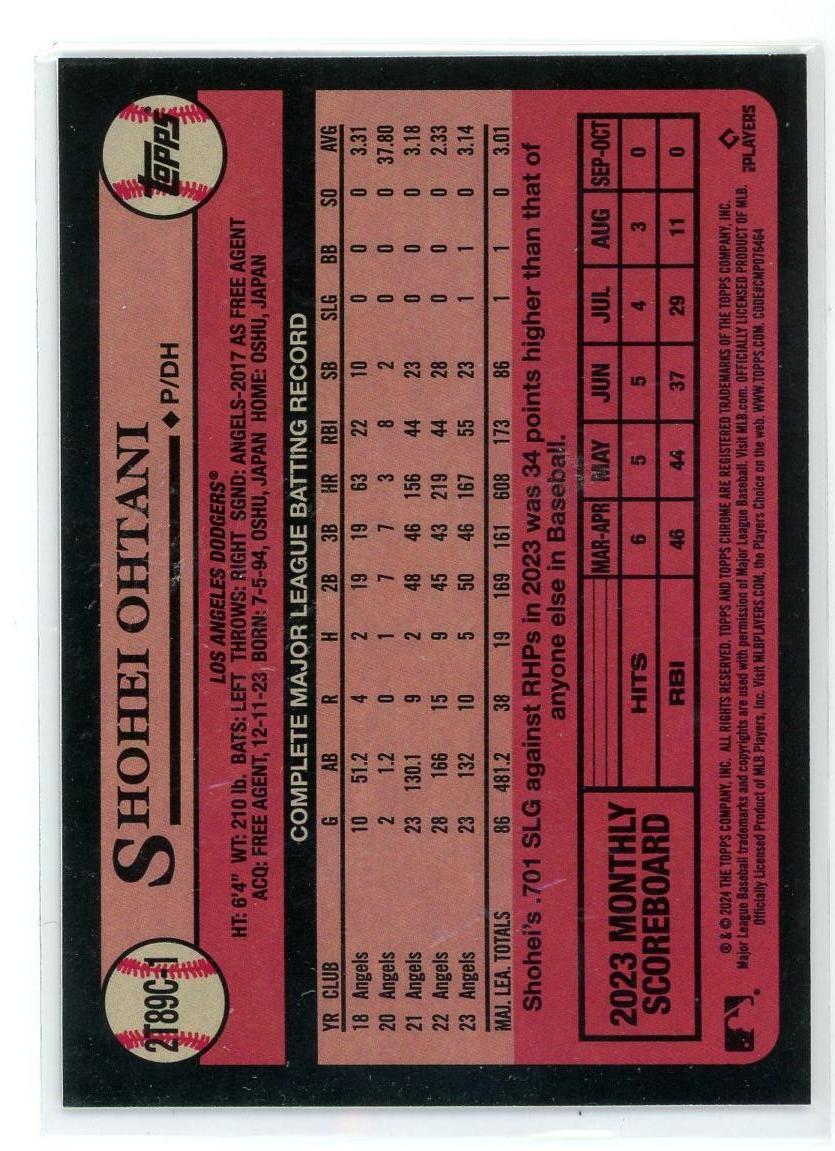 2024 Topps Chrome #2T89C-1 Shohei Ohtani Mojo Refractor