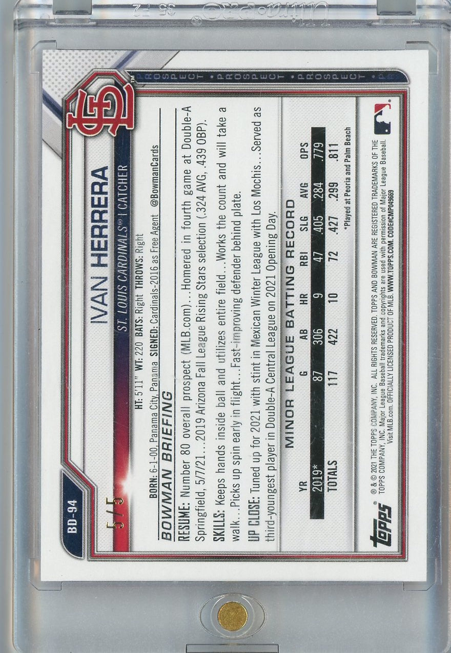 2021 Bowman Draft #BD-94 Ivan Herrera Red #/5