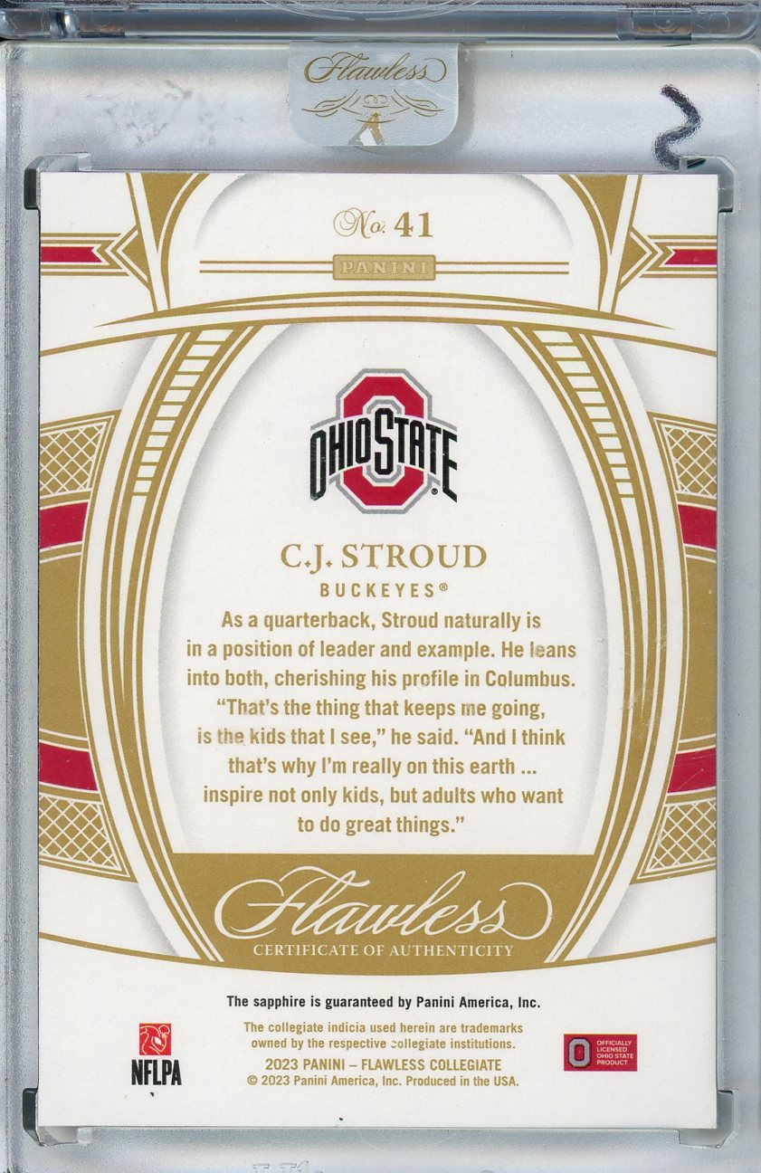 2023 Panini Flawless #41 C.J. Stroud Encased Sapphire /20