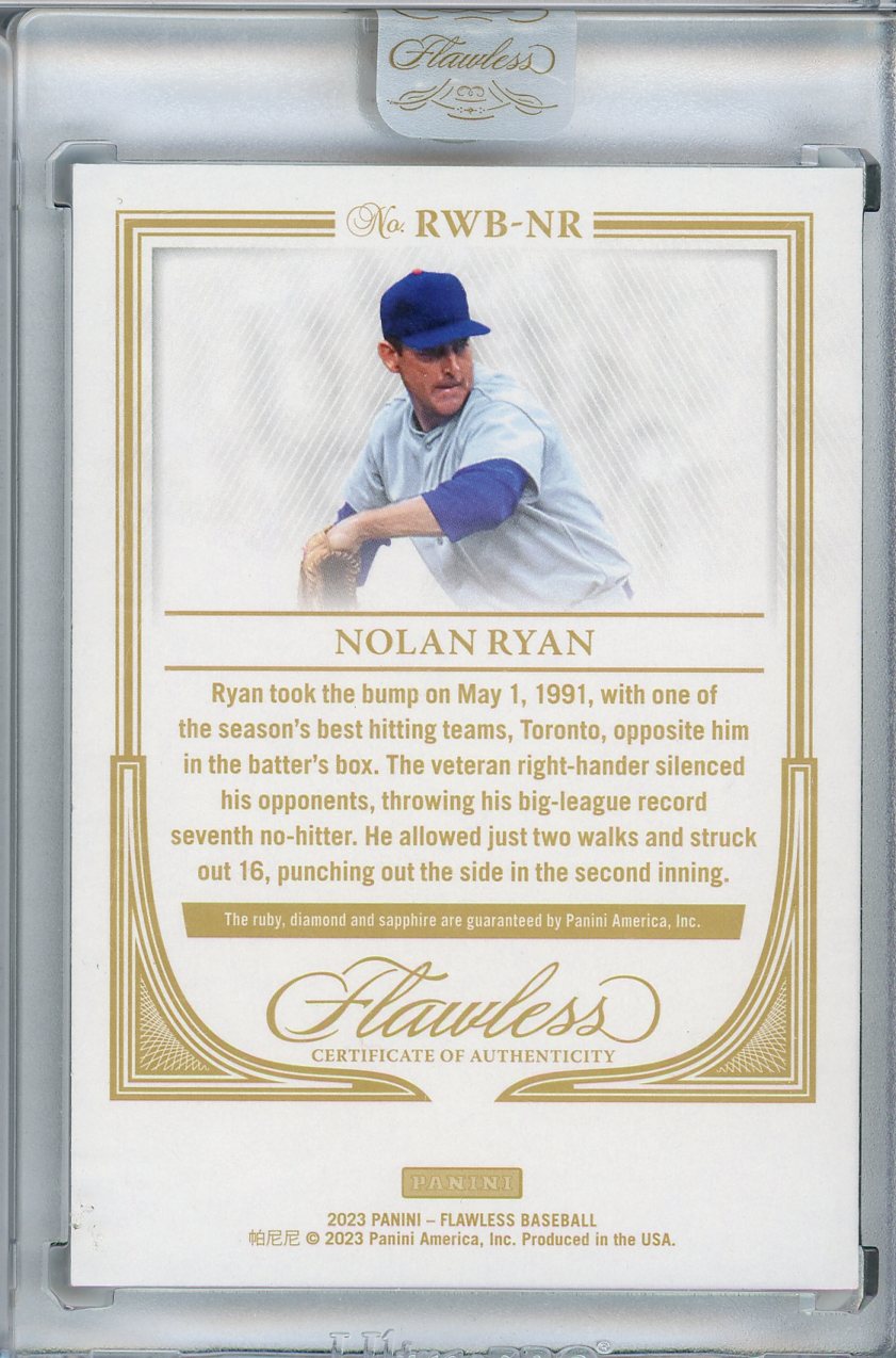 2023 Panini Flawless #RWB-NR Nolan Ryan Red White & Blue /20