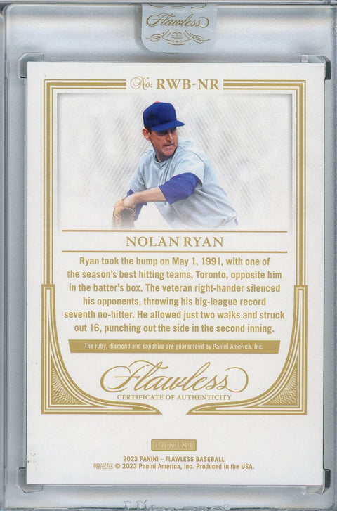 2023 Panini Flawless #RWB-NR Nolan Ryan Red White & Blue /20