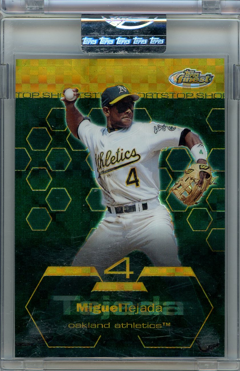 2003 Finest #90 Miguel Tejada Uncirculated Gold X-Fractors #/199
